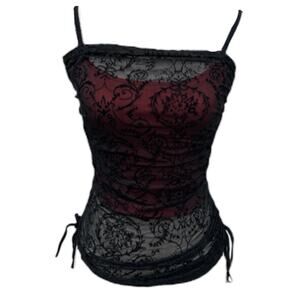 Y2k Whimsygoth Sheer Overlayed Ruched Tank